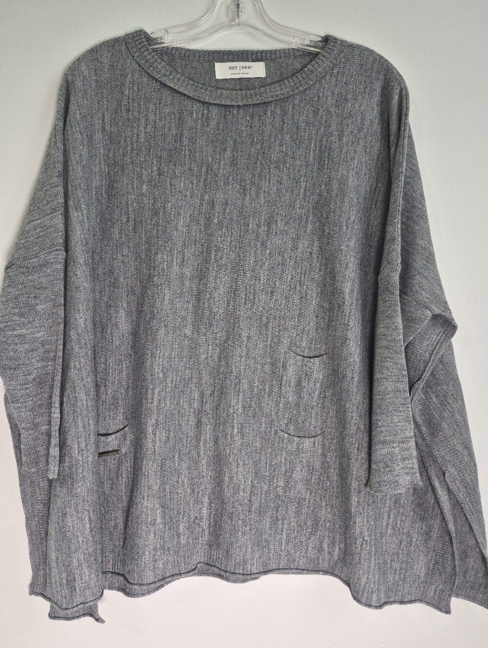 MER SEA Catalina Travel Poncho Sweater Grey Oversized OS